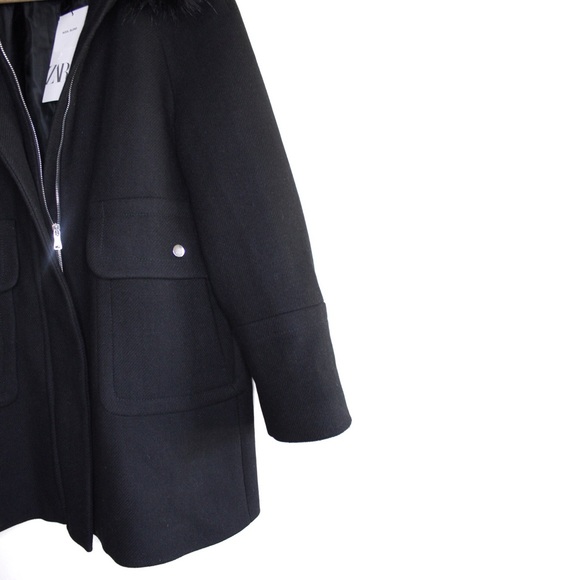 Zara Fur Lined Hooded Parka Jacket Coat NWT M - Picture 4 of 10